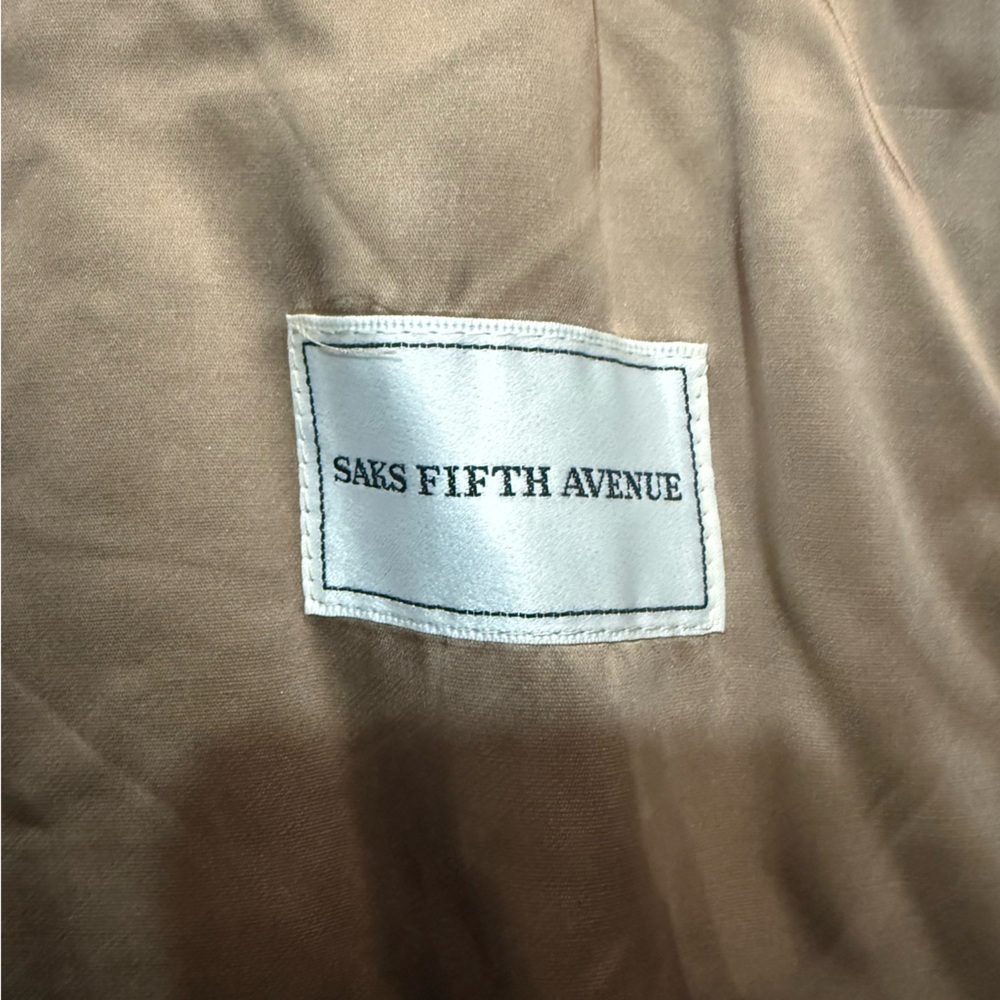 Vintage Saks Fifth Avenue Camel Trench Coat Mens 40R Classic Raincoat - Picture 4 of 5